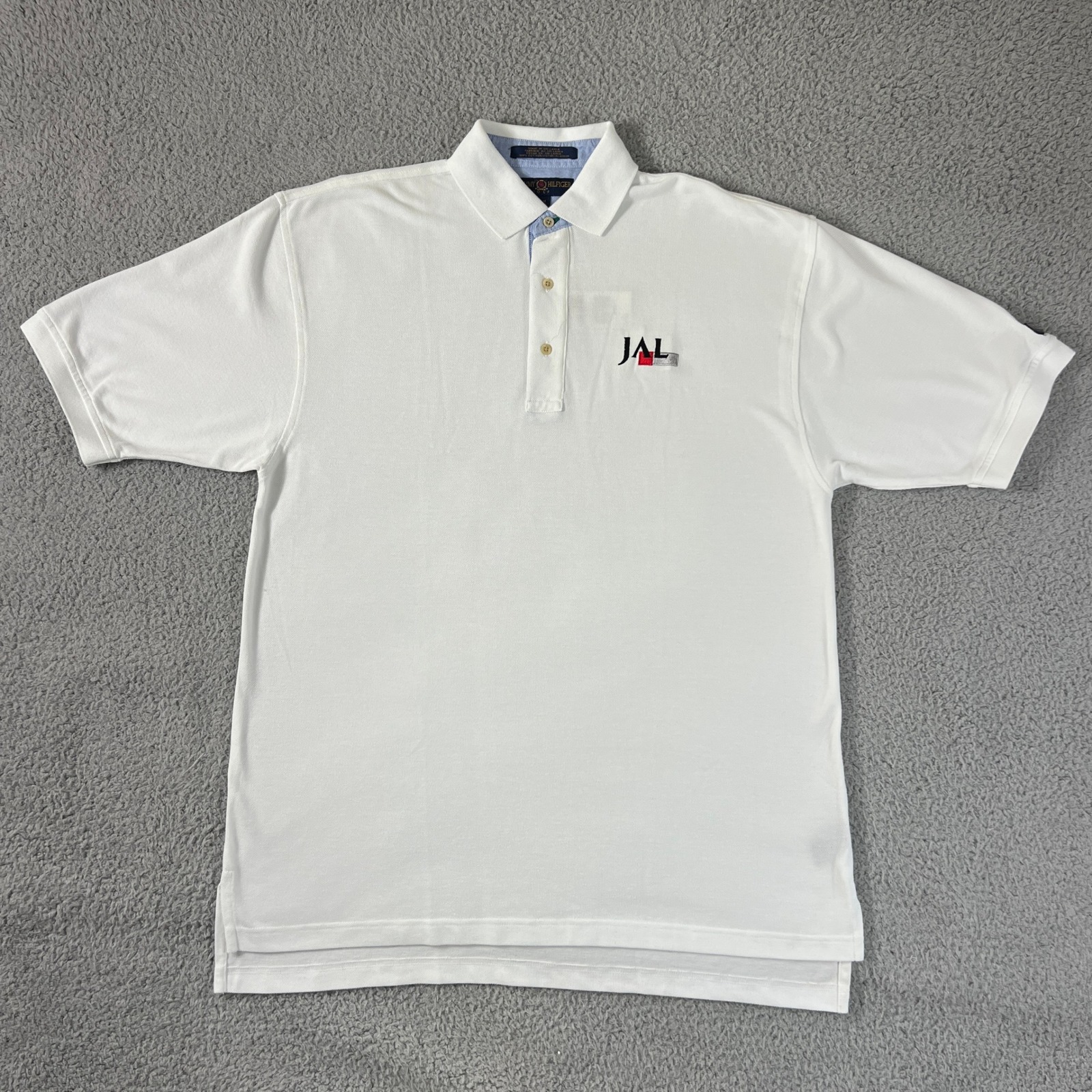 Tommy Hilfiger Polo Shirt Men's M White Jal Japan Airlines Logo Golf Cotton Nwt